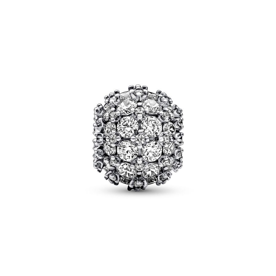 Charm Funkelndes Rundes Pavé Zirkonia Sterling-Silber