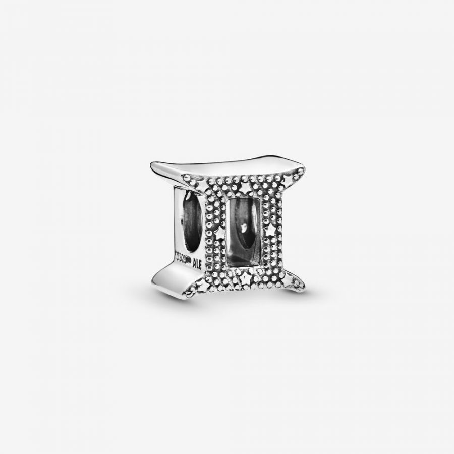 Charm Funkelnde Zwillinge Sterling Silber Zweitbild