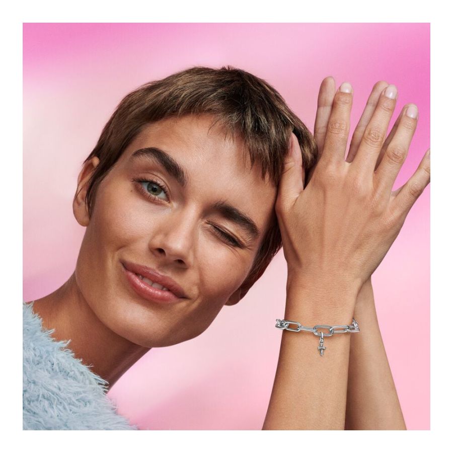 Mini-Charm-Anhänger Funkelndes Kreuz Zirkonia Silber