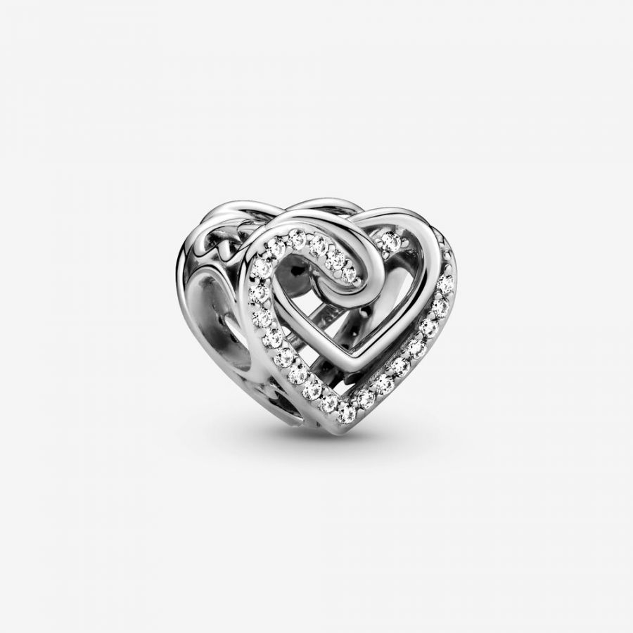 Charm Funkelnde Verschlungene Herzen Silber Hauptbild