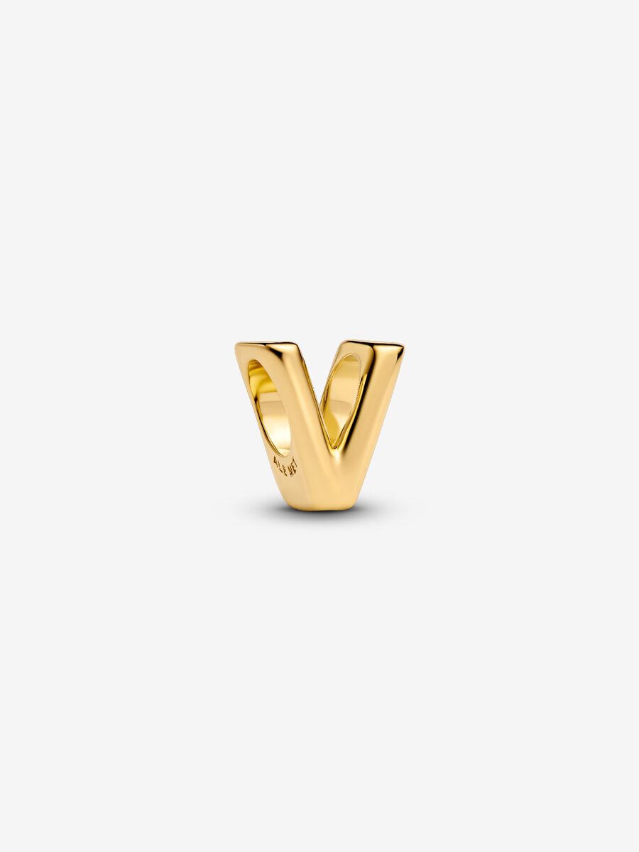 Buchstabe V Alphabet-Mini-Charm 14 Karat Vergoldung