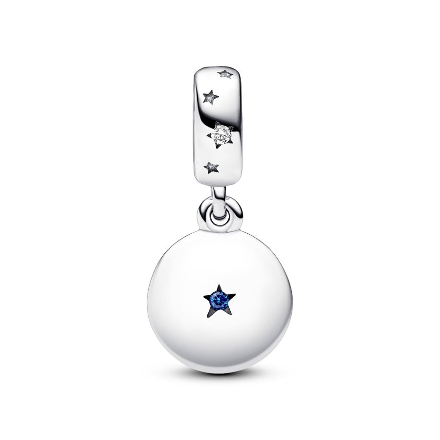 Charm-Anhänger Geliebte Familie Zirkon Blaue Kristalle Silber