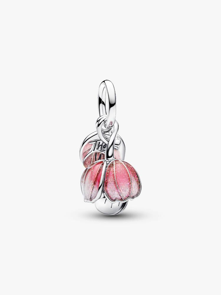 Bicolor Blühende Blume Charm-Anhänger Sterling-Silber