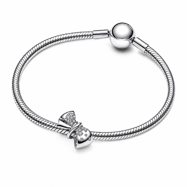 Charm Funkelnde Schleife Zirkonia Sterling-Silber