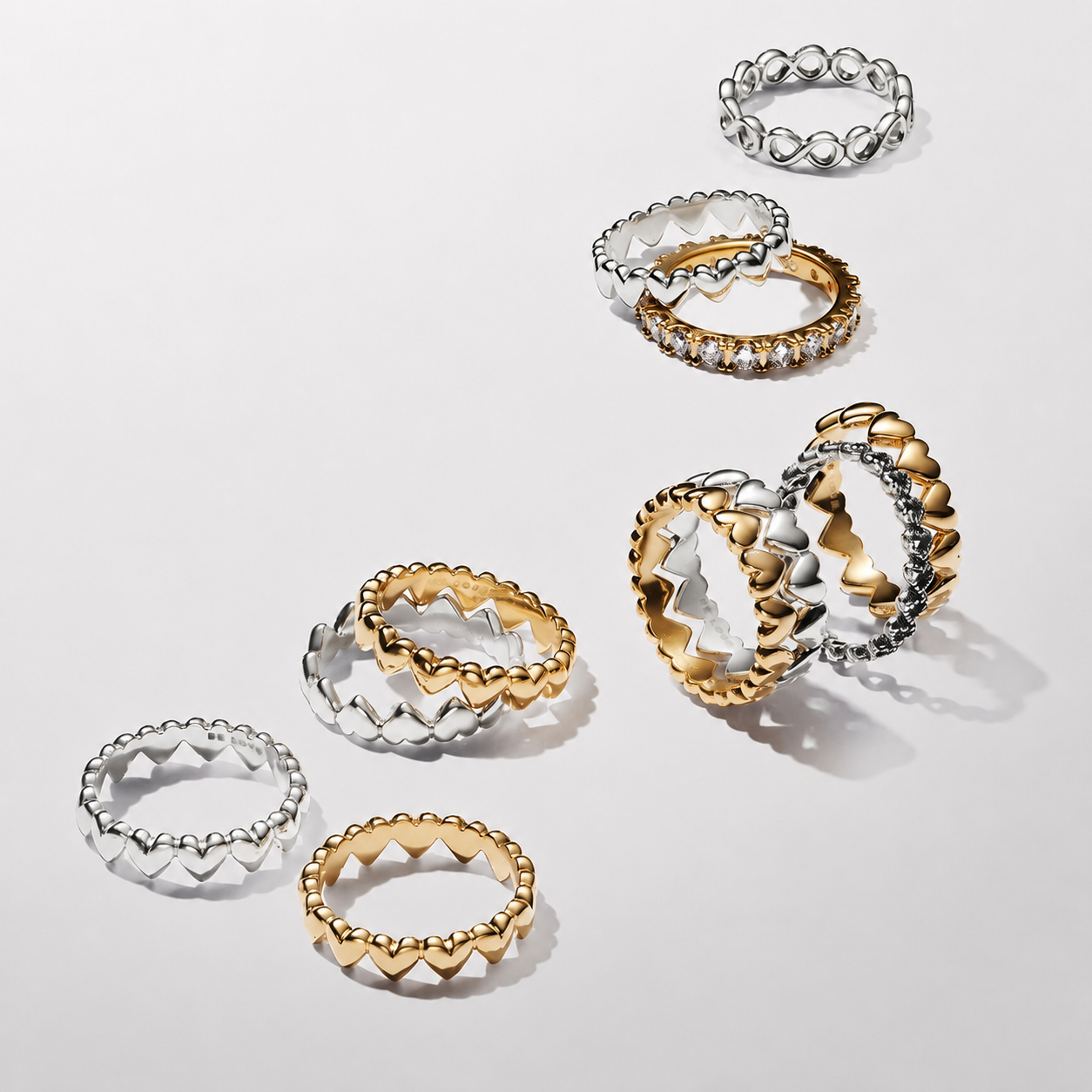 Ring Reihe von Herzen Vergoldet