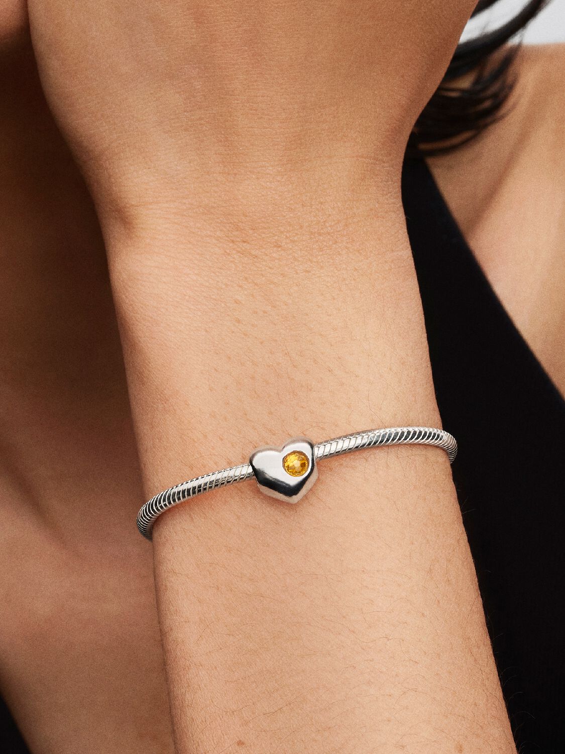 Gravierbares Honiggelber Stein Herz-Charm Sterling-Silber Zweitbild