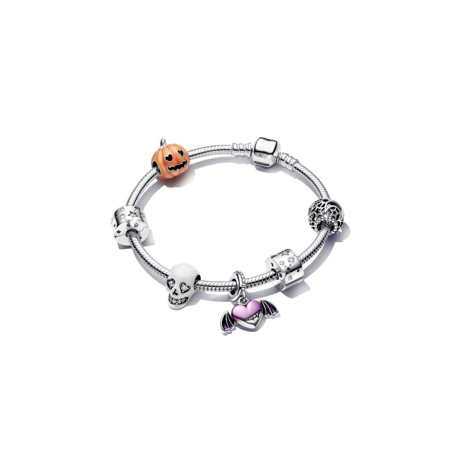 Charm Glow In The Dark Funkelnder Totenkopf Weiss Silber