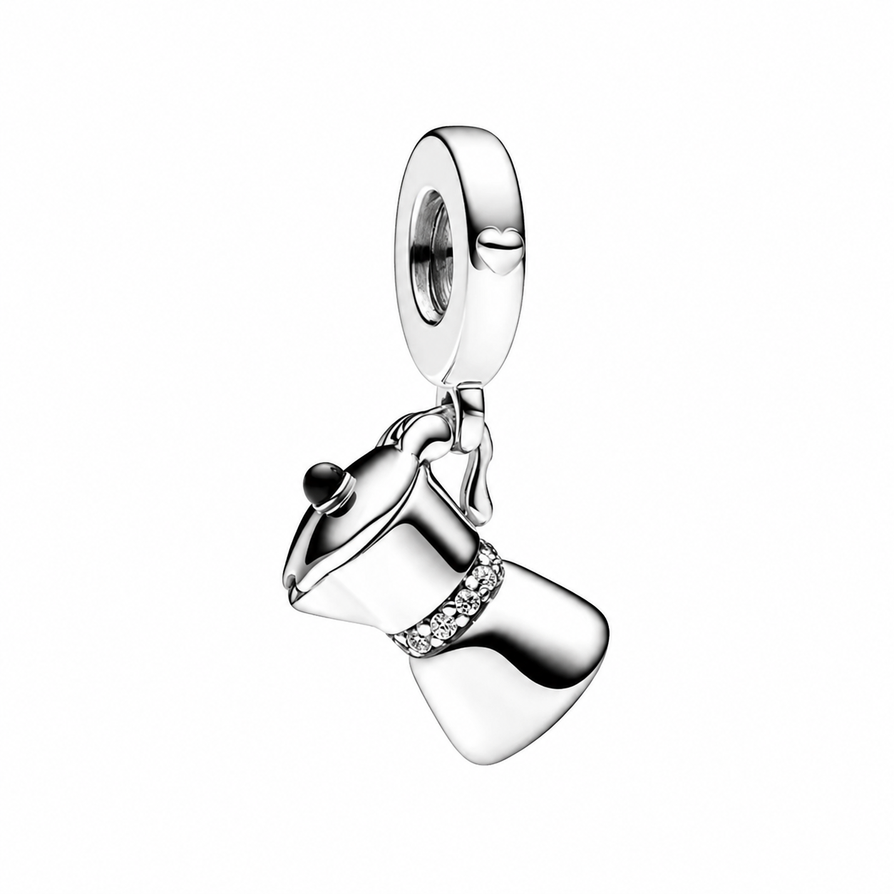 Charm-Anhänger Espressokanne Zirkonia Sterling-Silber