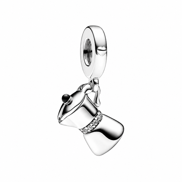 Charm-Anhänger Espressokanne Zirkonia Sterling-Silber