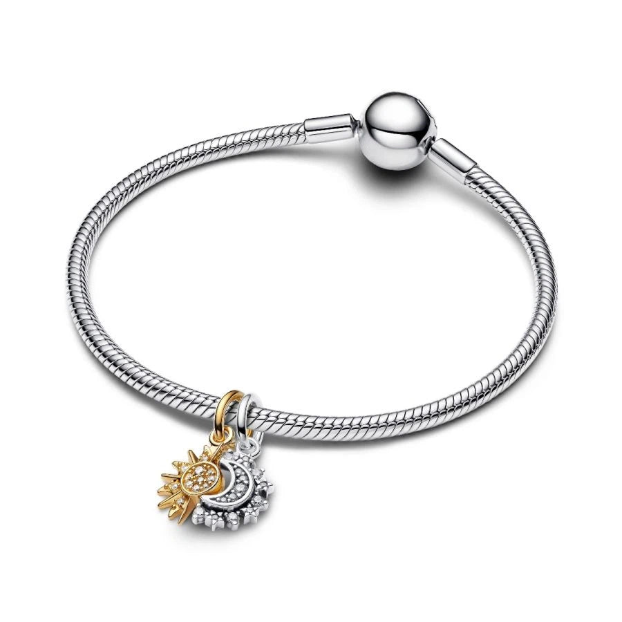 Charm-Anhänger Sonne & Mond Teilbar Silber Vergoldet