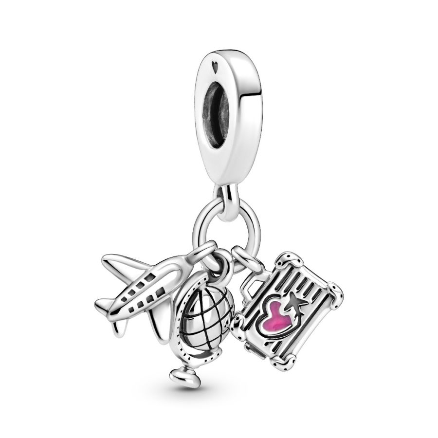 Charm-Anhänger Flugzeug Globus Koffer Sterling-Silber