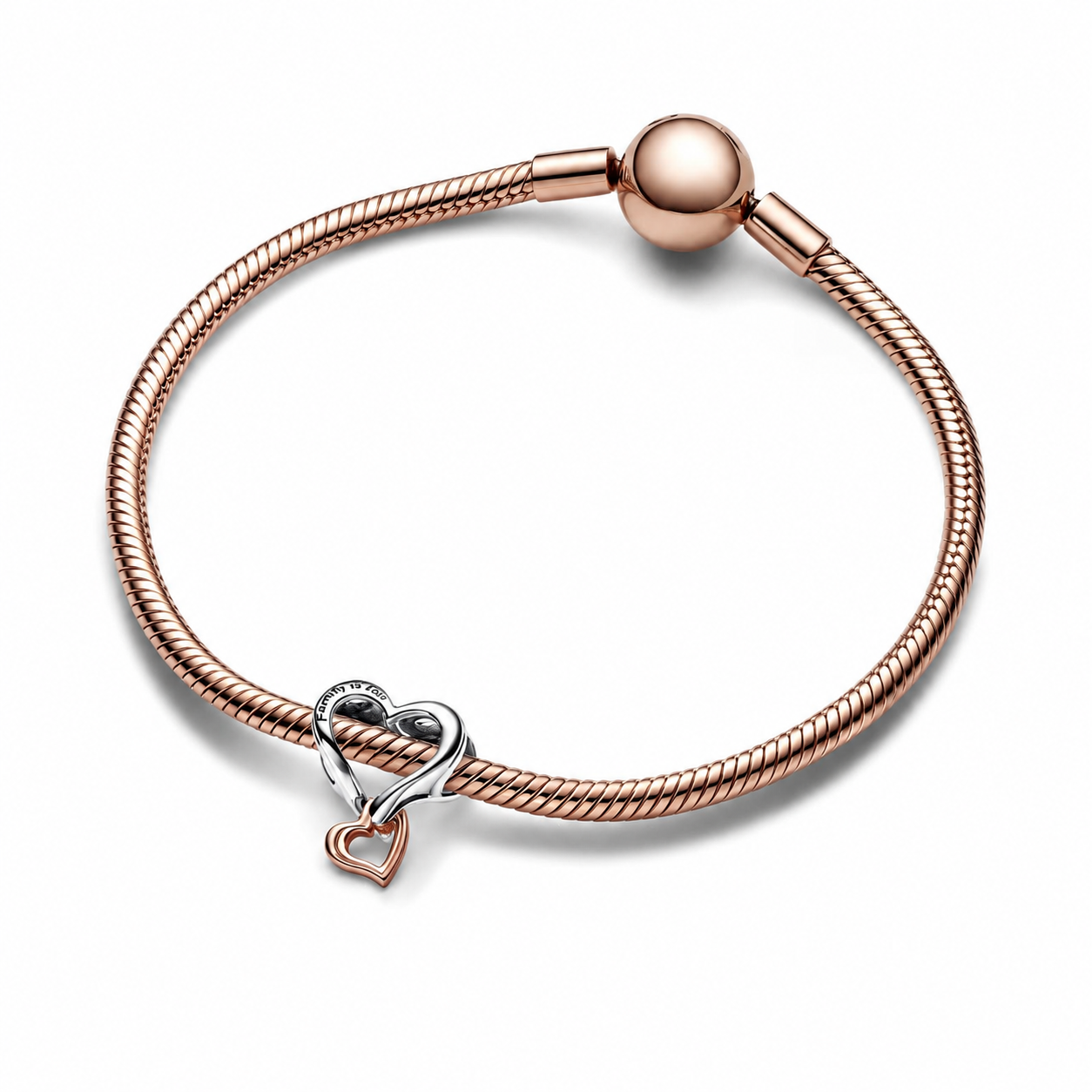 Charm Unendlichkeits-Herz Offen Silber 14k Rosévergoldet