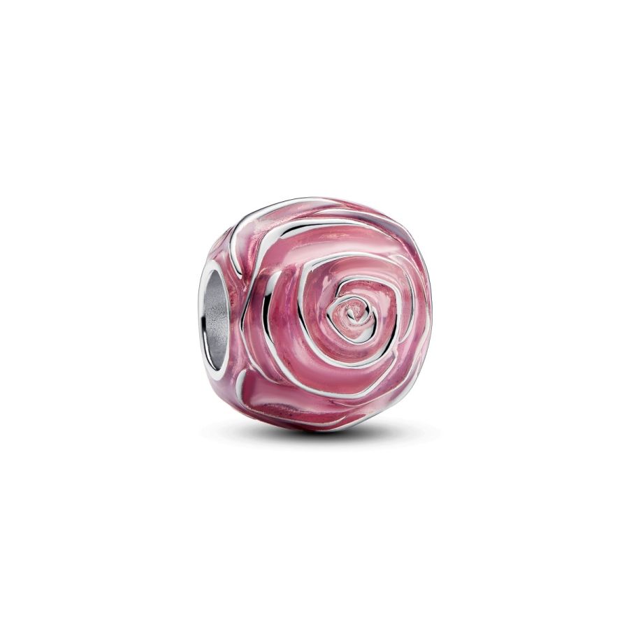 Charm Blühende Rose Rosafarben Sterling-Silber Hauptbild