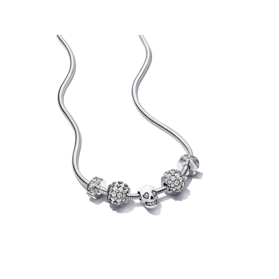 Charm Glow In The Dark Funkelnder Totenkopf Weiss Silber