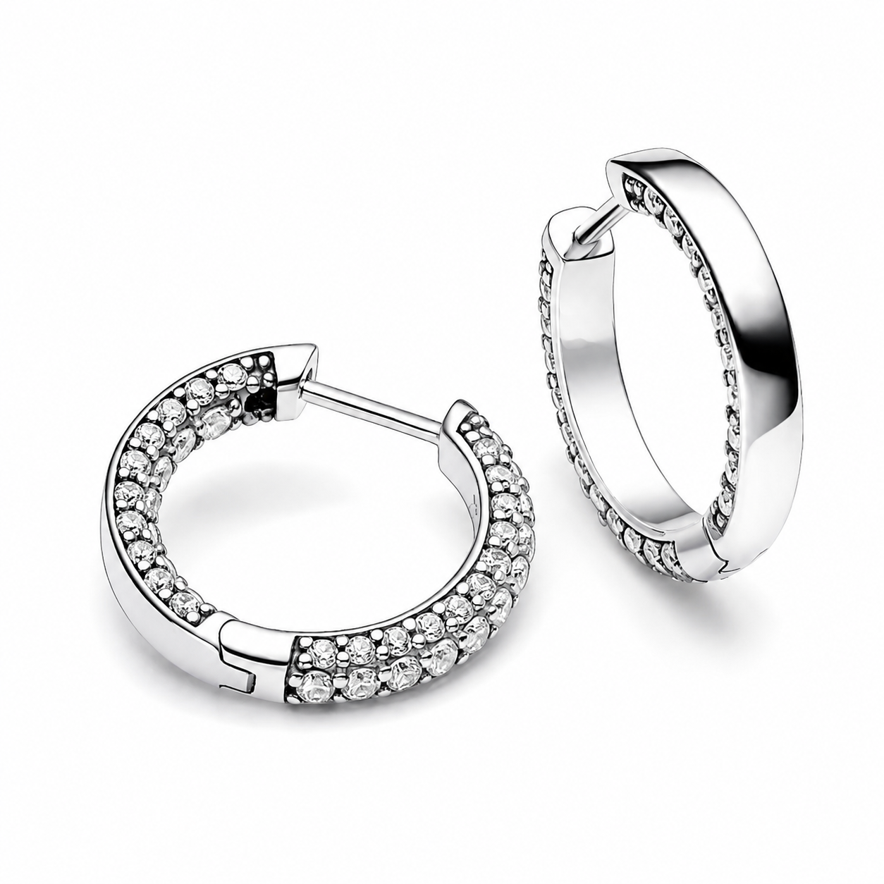 Ohrringe Creolen Timeless Einreihige Pavé Zirkonia Silber Hauptbild