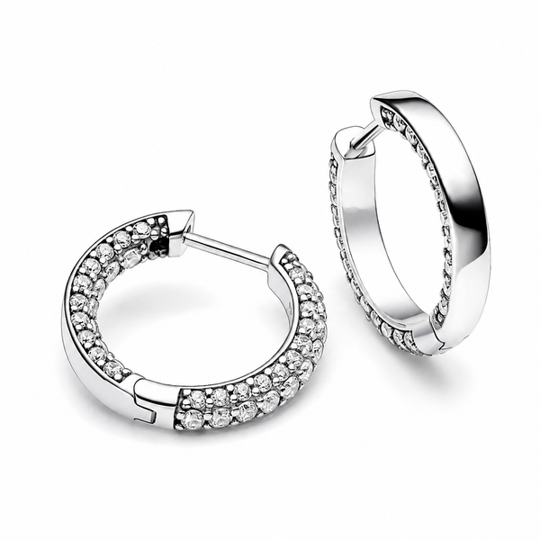 Ohrringe Creolen Timeless Einreihige Pavé Zirkonia Silber