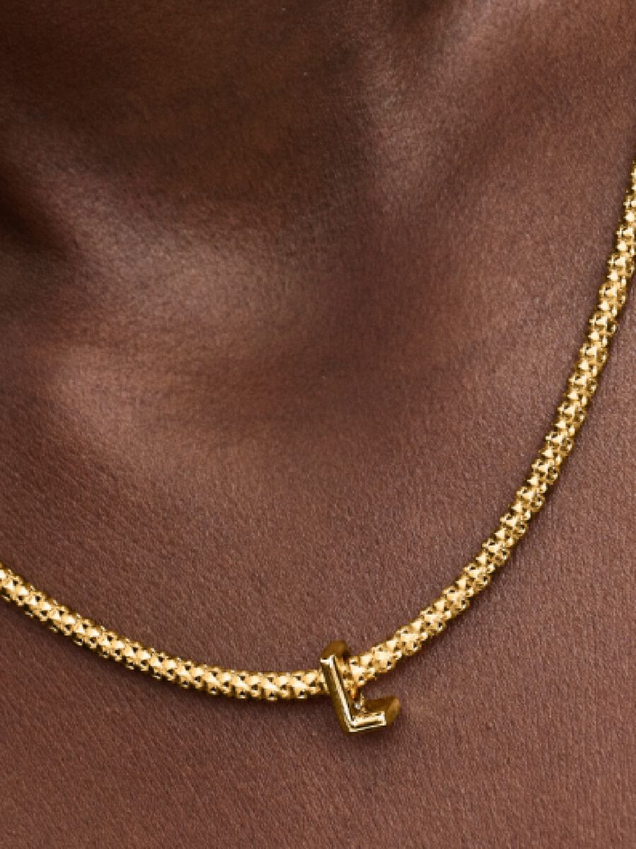 Buchstabe L Alphabet-Mini-Charm 14 Karat Vergoldung