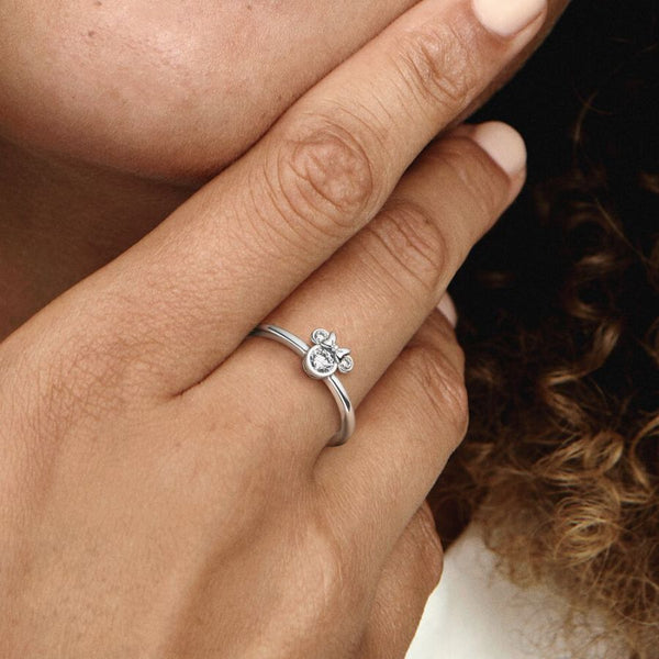Ring Minnie Maus Funkelnder Kopf Sterling-Silber
