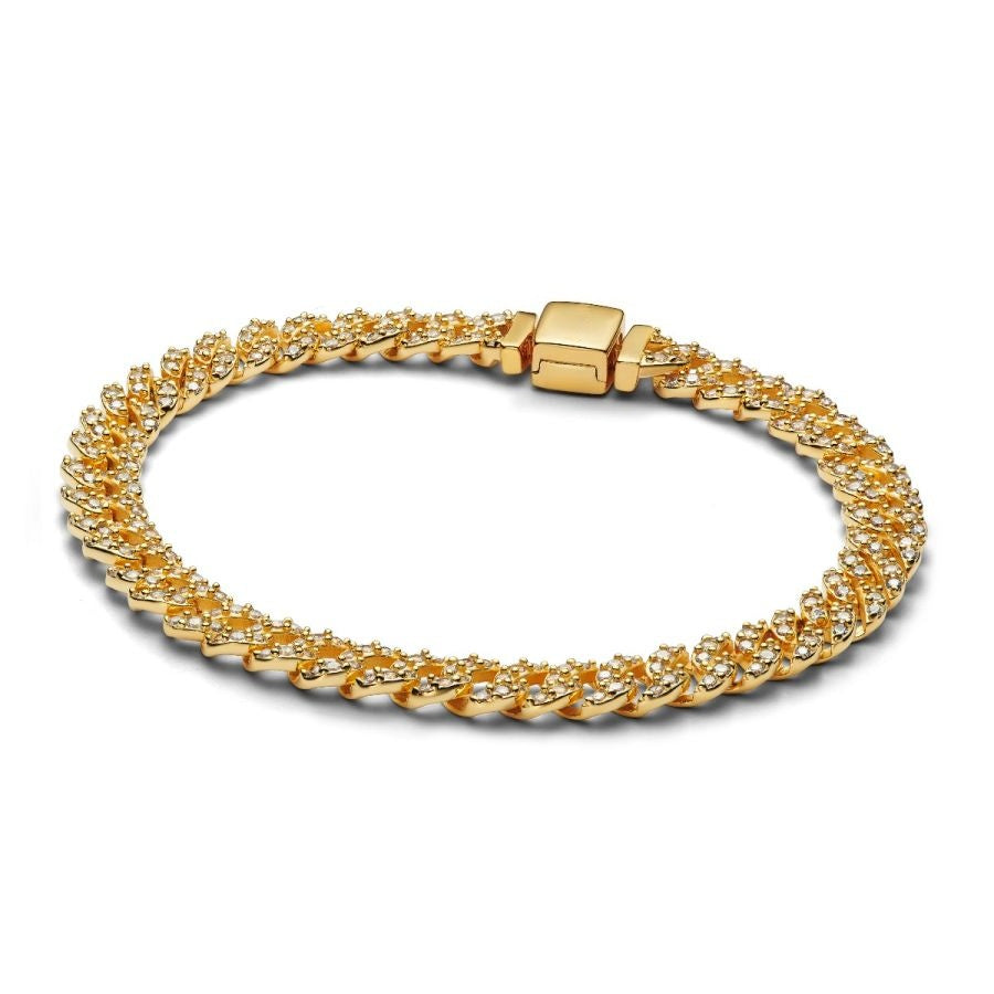 Gliederarmband Pavé Cuban Zirkonia Vergoldet