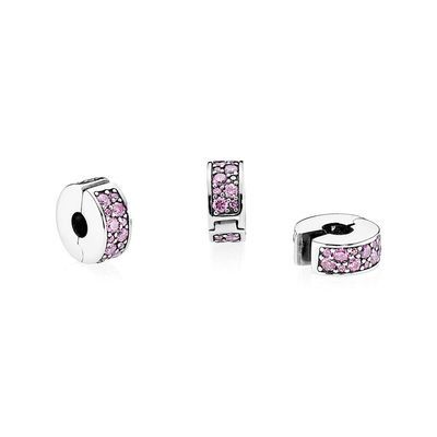 Charm Clip Rosafarbener Pavé-Glanz