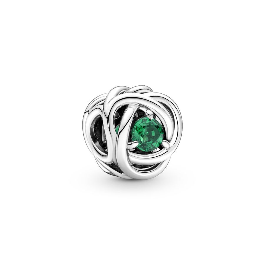 Charm Mai Geburtsstein Royalgrüner Ewigkeitskreis Silber