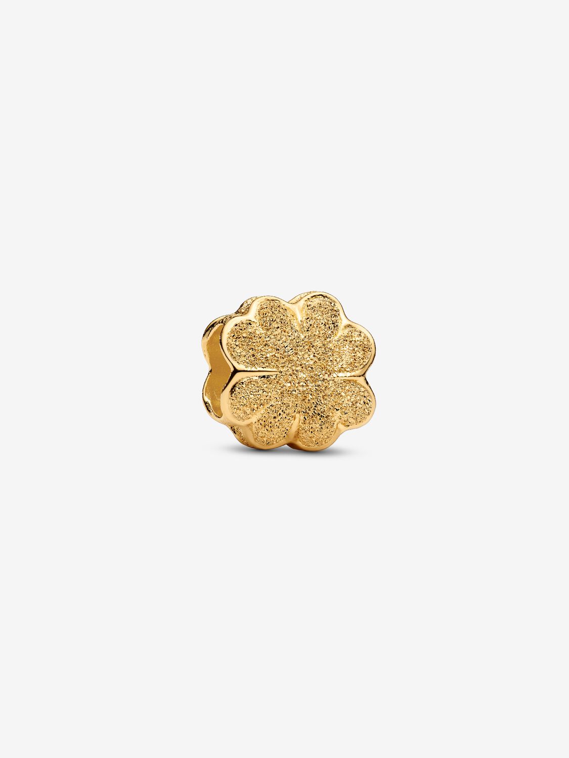 Strukturiertes Kleeblatt Mini-Charm 14 Karat Vergoldung