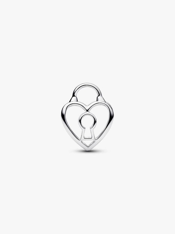 Offen gearbeitetes Herz Vorhängeschloss Charm Sterling-Silber