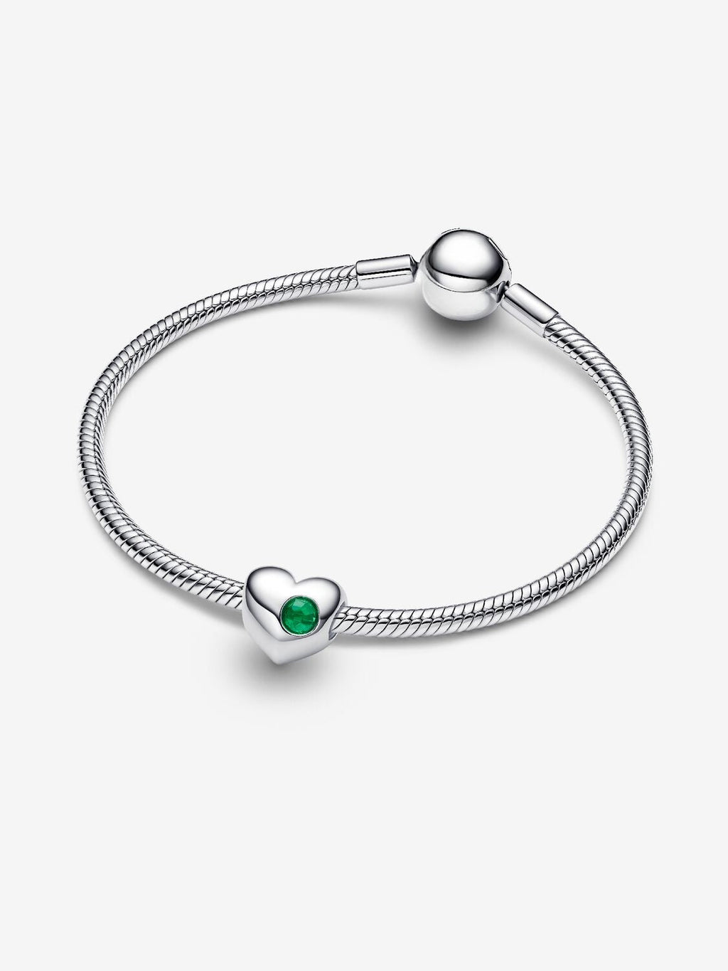 Gravierbares Grüner Stein Herz-Charm Sterling-Silber