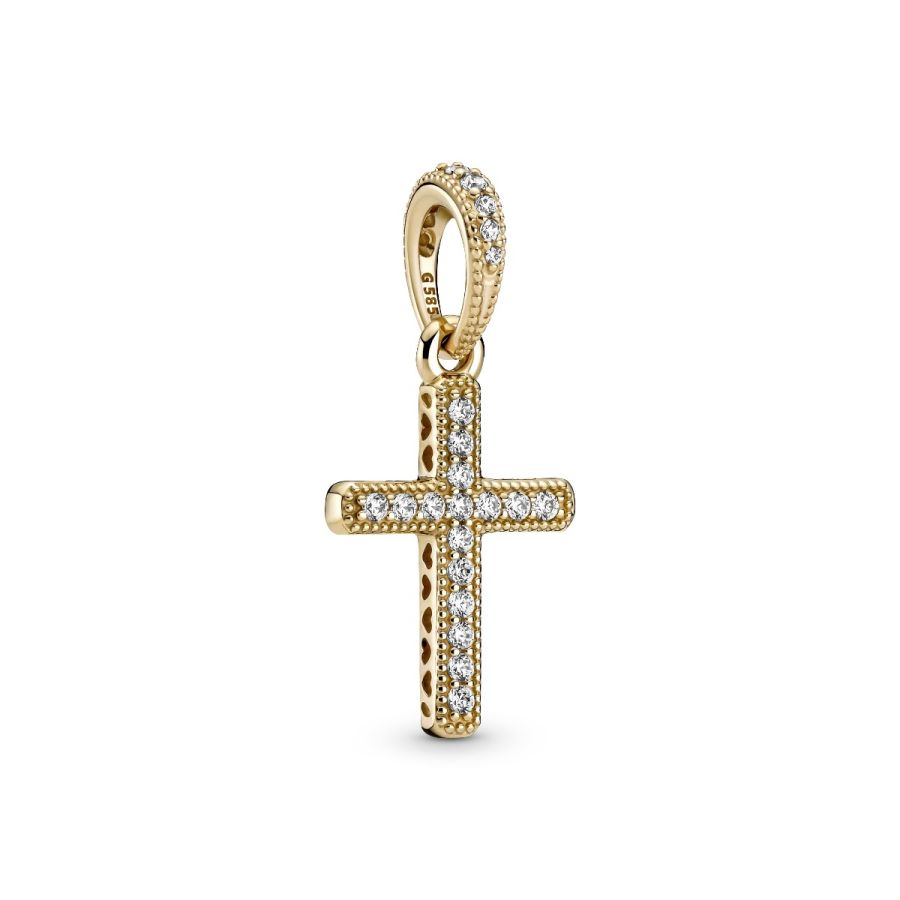 Ketten-Anhänger Funkelndes Kreuz 14k Gelbgold