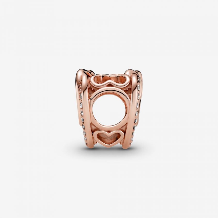 Rose  Charm Funkelnde Verschlungene Herzen