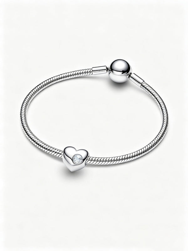 Gravierbares Aquablauer Stein Herz-Charm Sterling-Silber