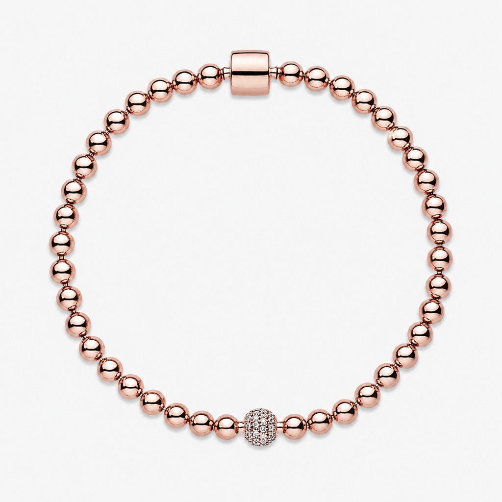 Rose  Armband Kugel & Pavé 14 K Rosévergoldet