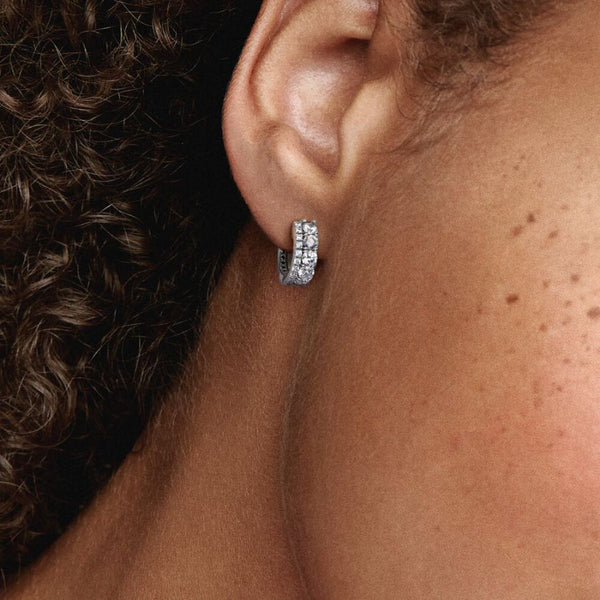 Ohrringe Creolen Doppelband Pavé Zirkonia Sterlingsilber