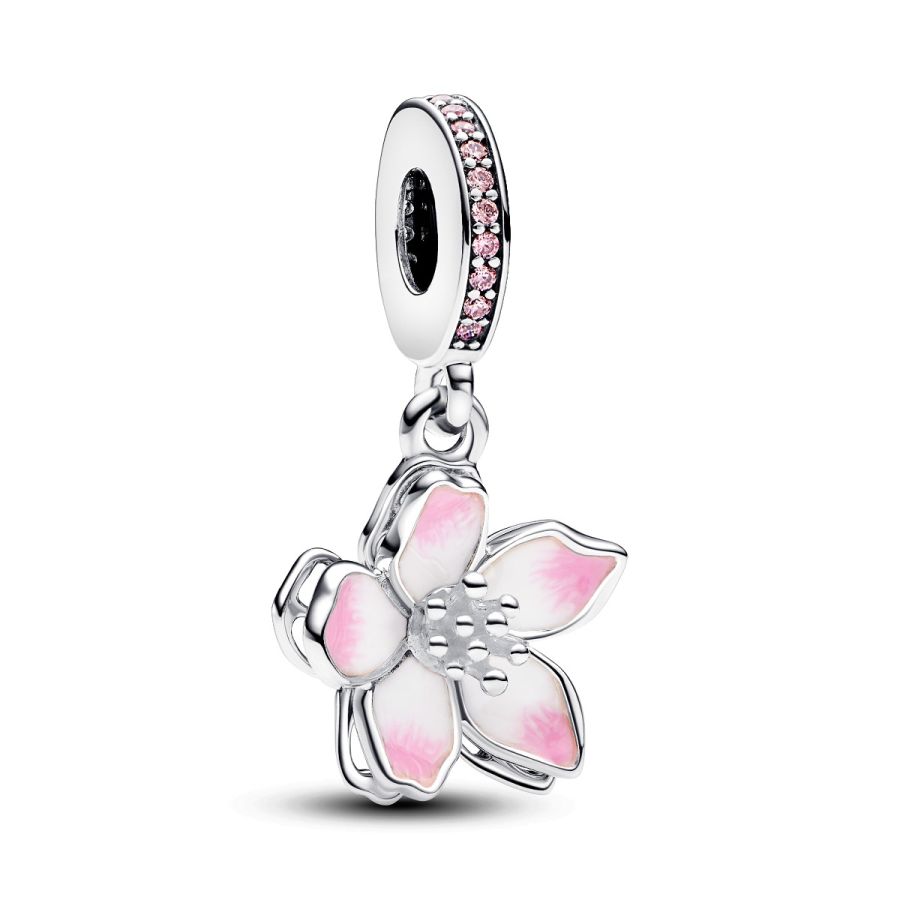 Charm-Anhänger Kirschblüten Zirkonia Silber Hauptbild