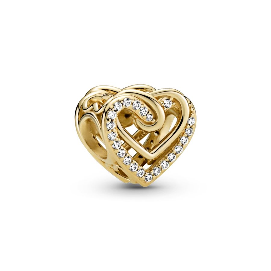 Charm Funkelnde Verschlungene Herzen 14k Vergoldet