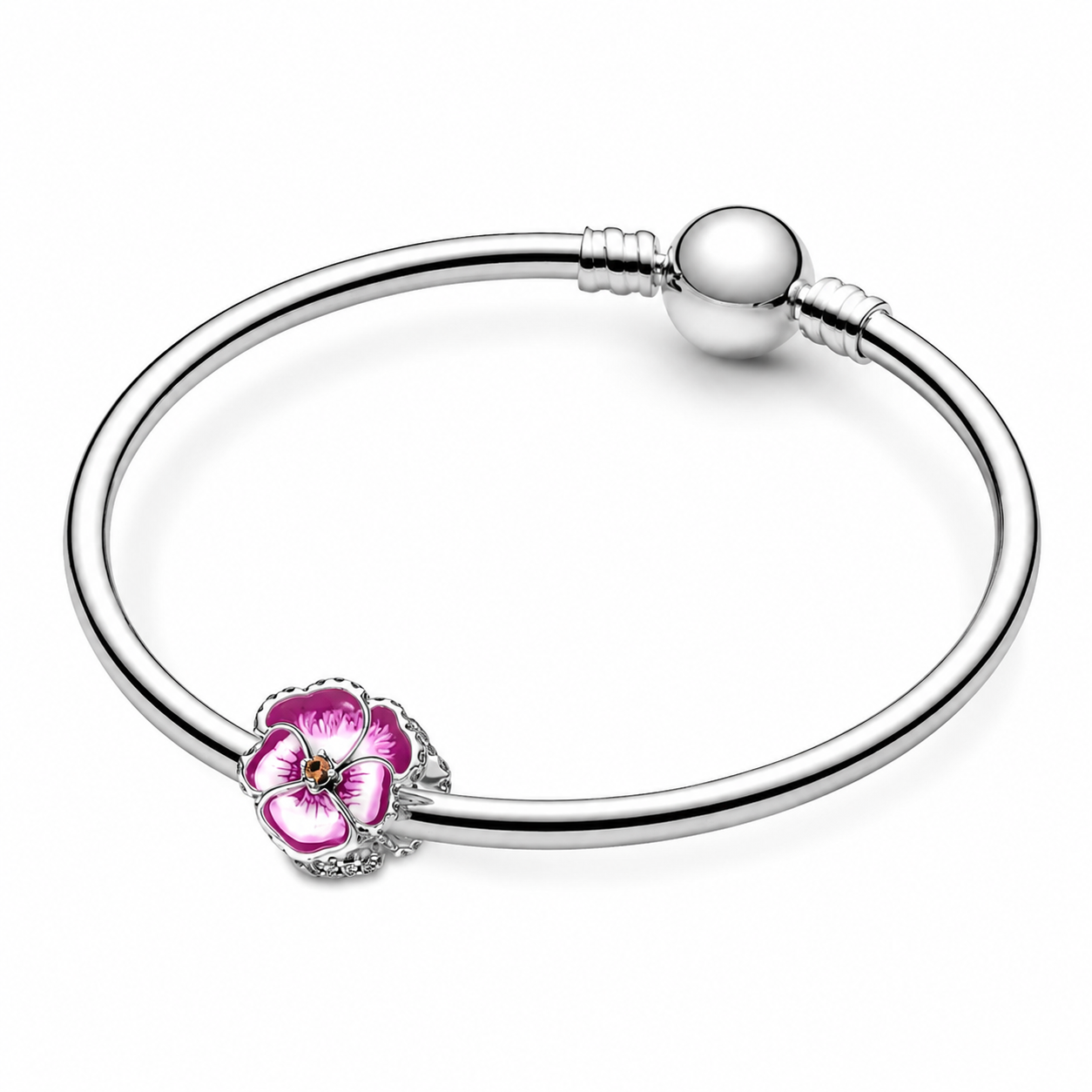 Charm Rosafarbenes Stiefmütterchen Sterling-Silber Zweitbild