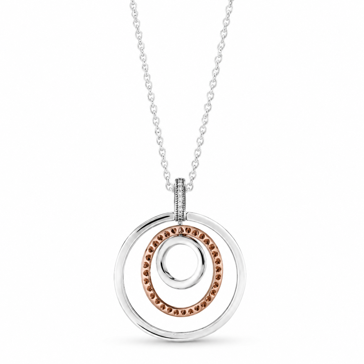 Rose 389483C01 Halskette mit Anhänger Zweifarbige Kreise Sterling-Silber 60 cm