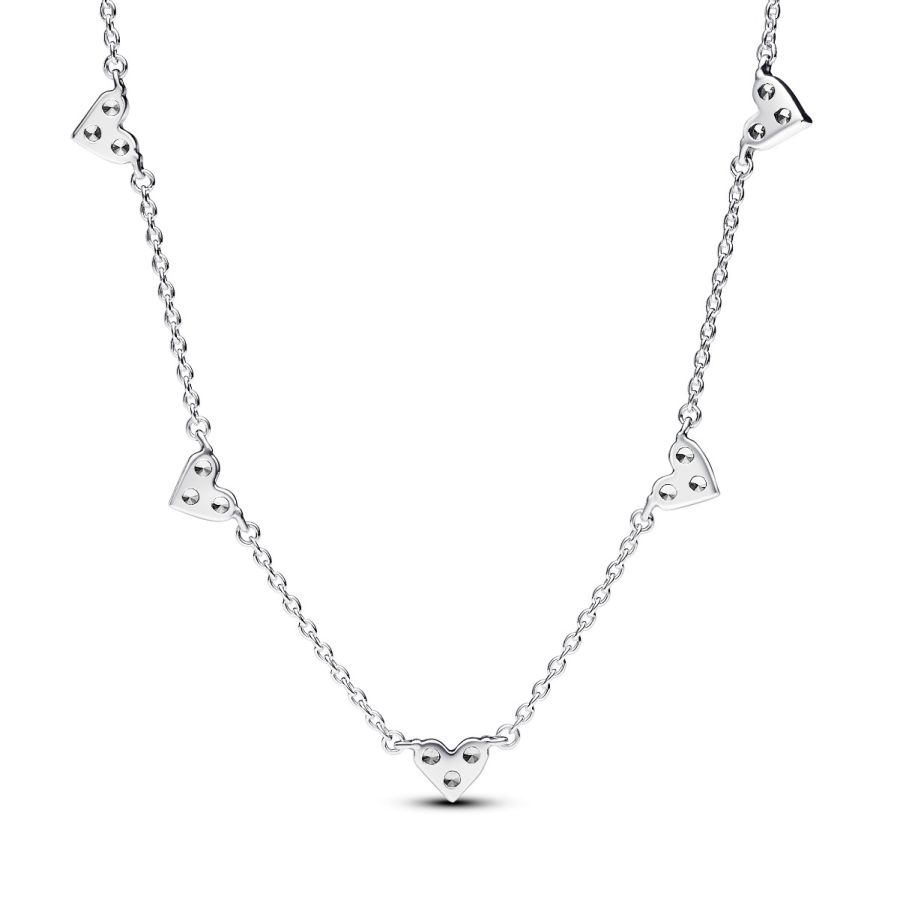 393160C01 Halskette Dreifachstein Herz Zirkonia Silber
