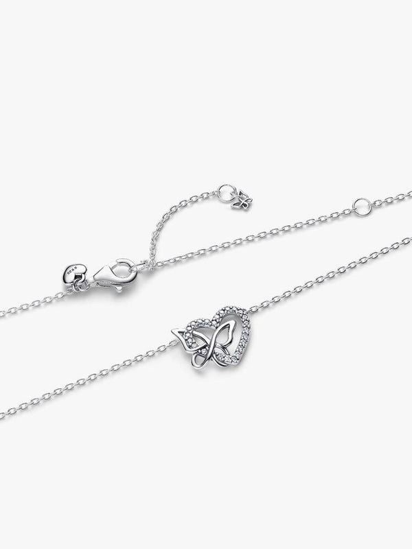 Verschlungenes Herz und Schmetterling Anhänger-Halskette Sterling-Silber