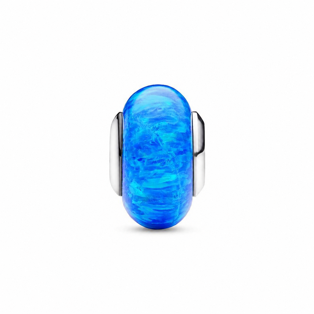 Charm Schillerndes Tiefblaues Ozean Opal Sterling-Silber
