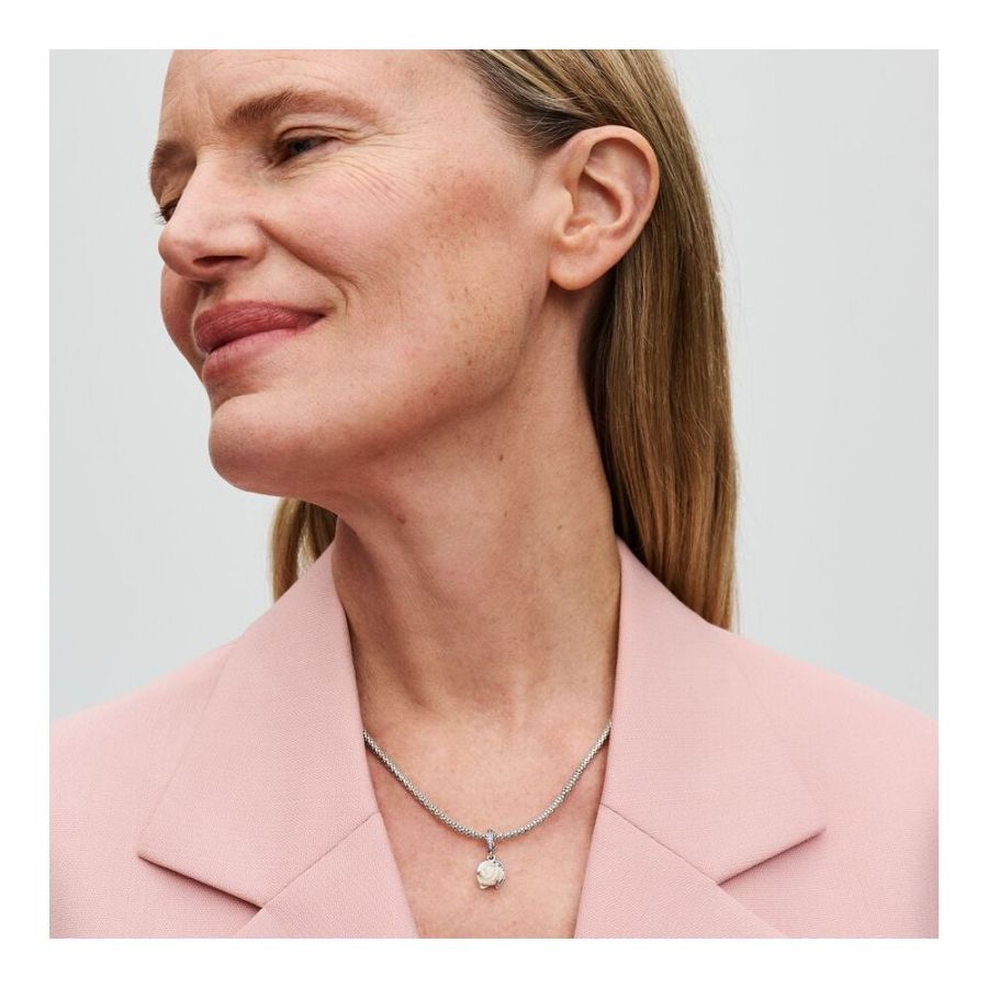 Charm-Anhänger Weiße Blühende Rose Zirkonia Silber Zweitbild