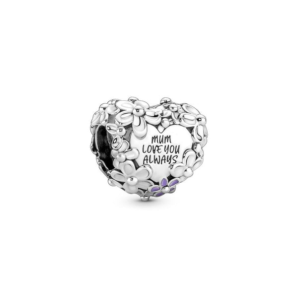 Charm Mum Gänseblümchen Herz Sterling-Silber