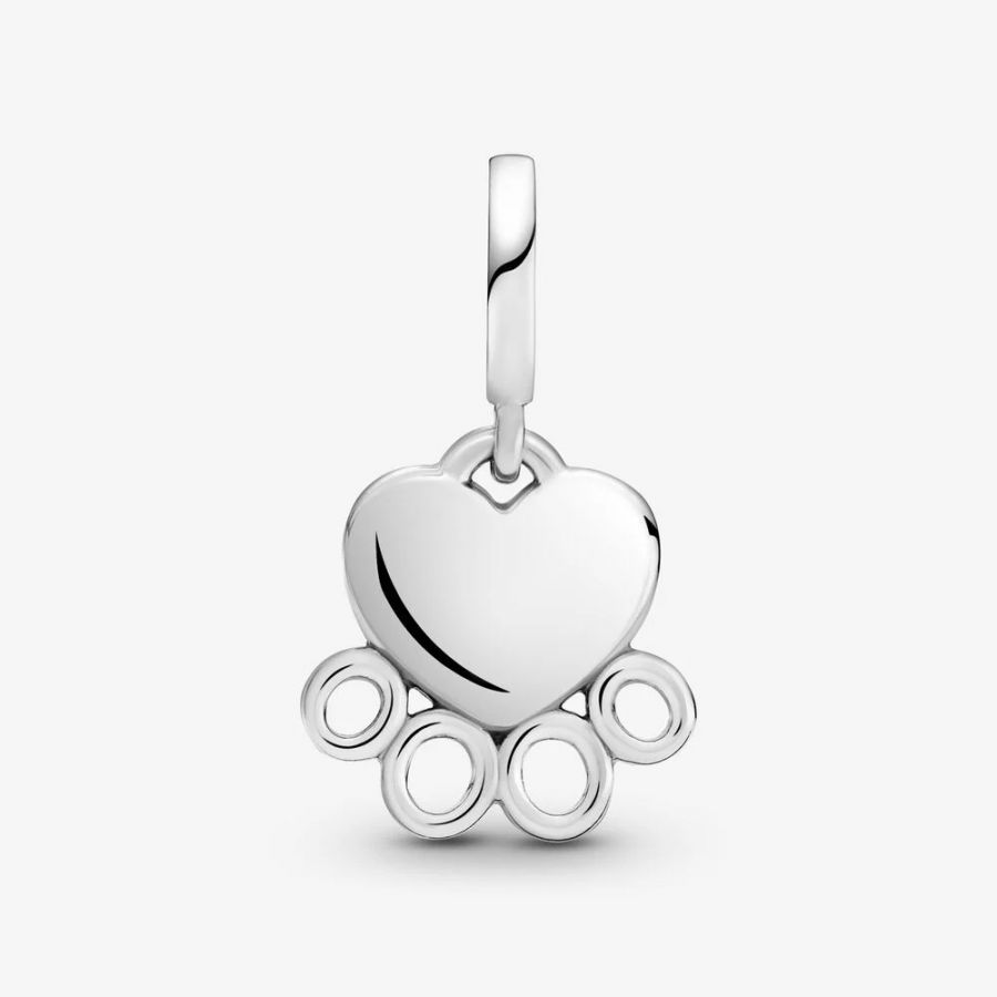 Charm-Anhänger Herzen Pfotenabdruck Sterling-Silber