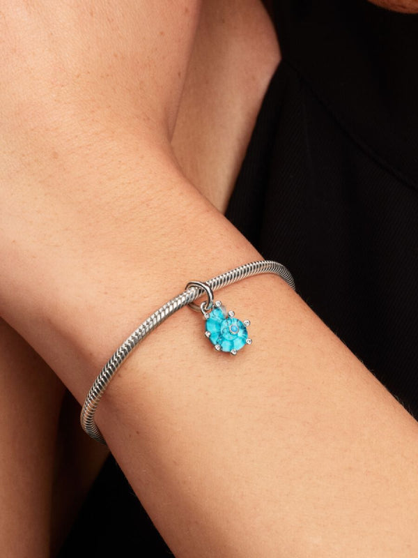 Blaue Murano-Glas Meeresschnecke Charm-Anhänger Sterling-Silber