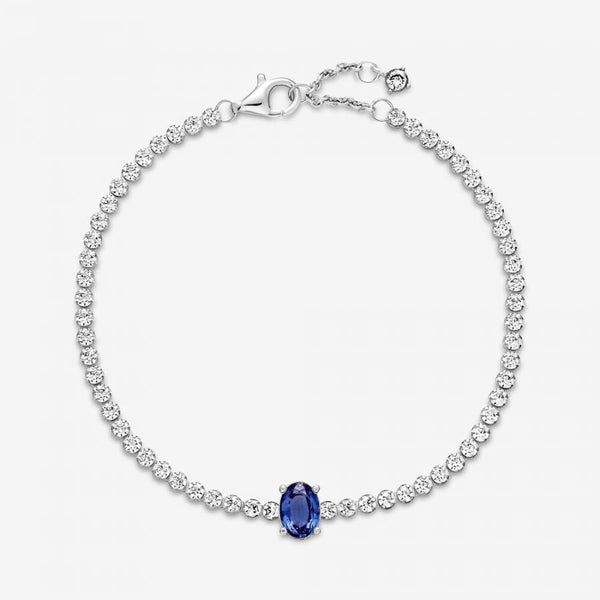 Tennisarmband Funkelnder Pavé Zirkonia Blau Silber