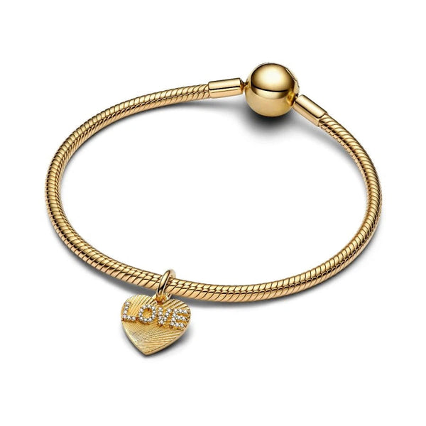 Charm-Anhänger Gravierbarer Love-Herz Zirkonia Vergoldet