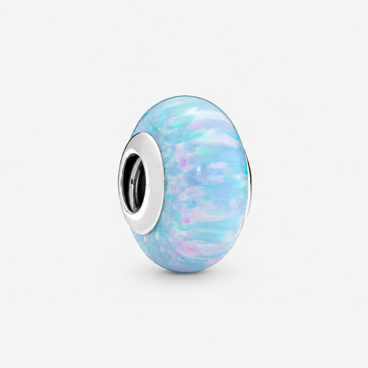 Charm Schillernder Ozeanblauer Synthetischer Opal Silber Hauptbild