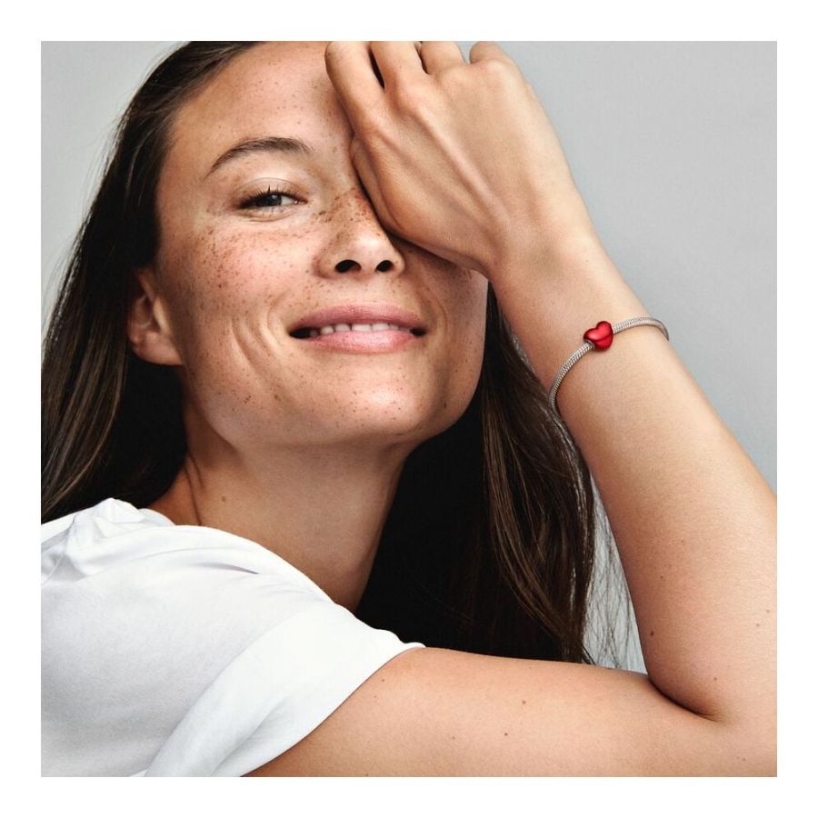 Charm Rotes Metallic-Herz Sterling-Silber