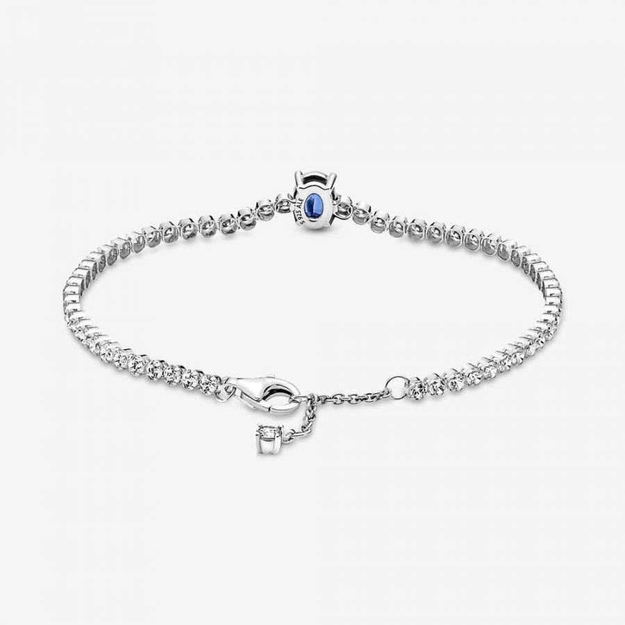 Tennisarmband Funkelnder Pavé Zirkonia Blau Silber