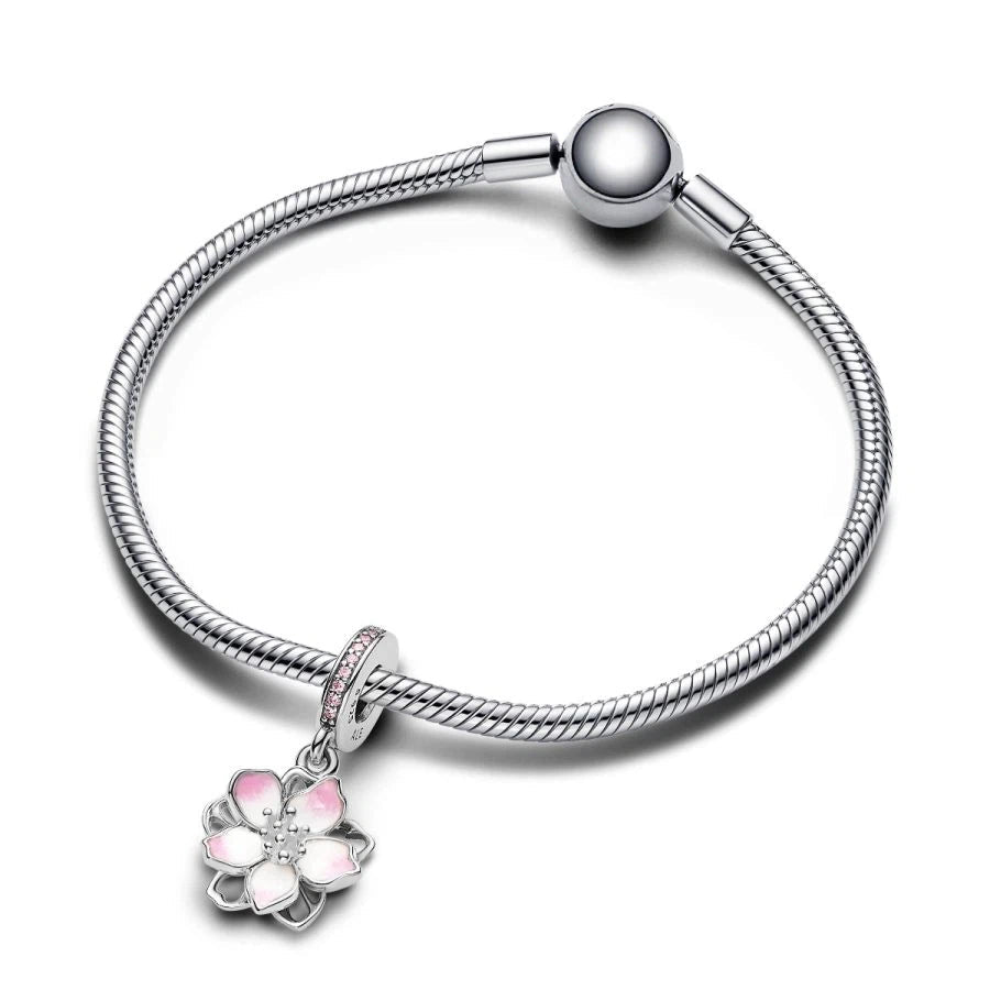 Charm-Anhänger Kirschblüten Zirkonia Silber